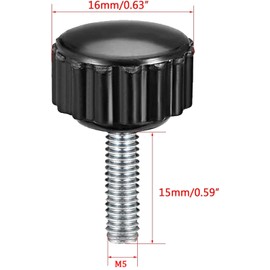 TA-Vigor M5 x 15mm Male Thread Knurled Clamping Knobs Grip, 6Pcs Thumb Screw on Type Round Head Clamping Handle Bolt with Plastic Knobs