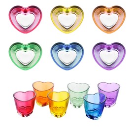 Jaepsing, 1.5oz Heart Shaped Shot Glasses Sets of 6/Soju/Rainbow/Bulk/Tequila/Cute