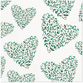 Keep Unique 20-ct 13x13 Flowers Paper Rose Luncheon Decoupage Napkins, 3-Ply Servilletas Printed Cocktail Napkin for Art, Dinner and Party, Disposable Napkins Decor (Floral Hearts, Pack of 3)