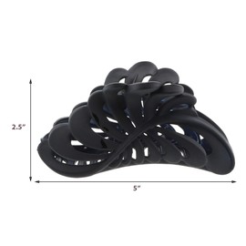 Matte Black 5 inch Large Jaw Clip Hair Claw with leaf design (Motique Accessories)