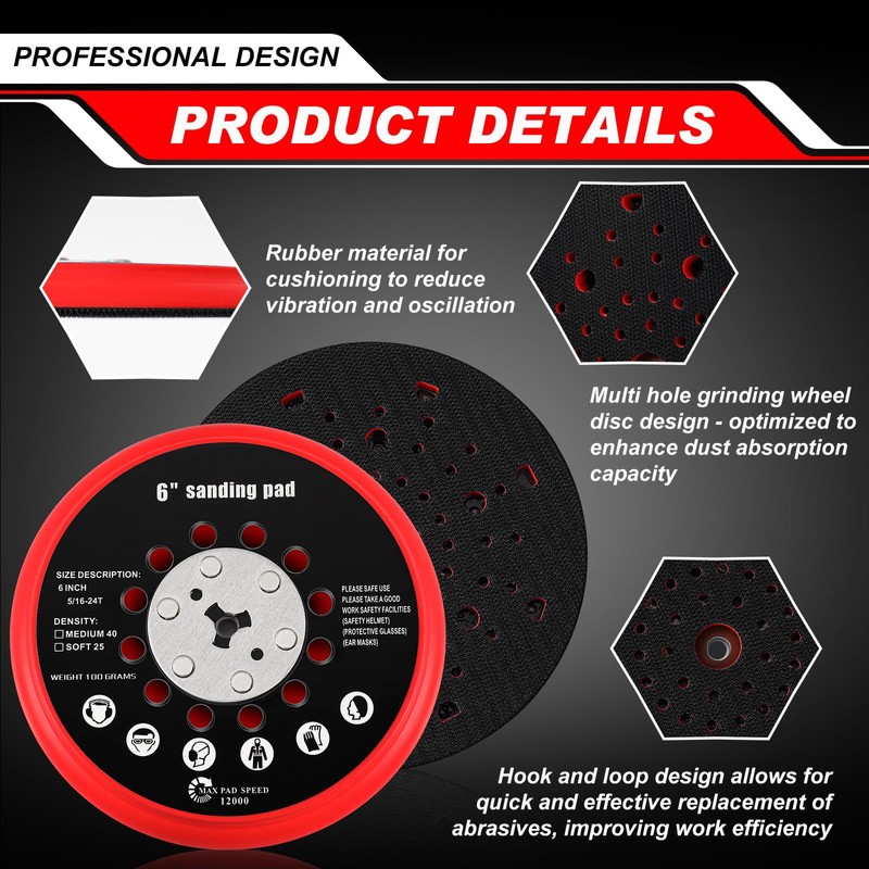 Dimsile 2 Set 6 Inch Replacement Sander Pad Compatible with
