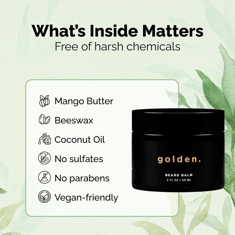 Golden Grooming Beard Balm | Unique Masculine Scent | Shea