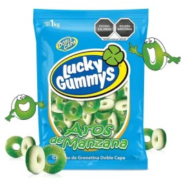 Gomitas Lucky Gummys Aros De Manzana 1 Kg Dulces