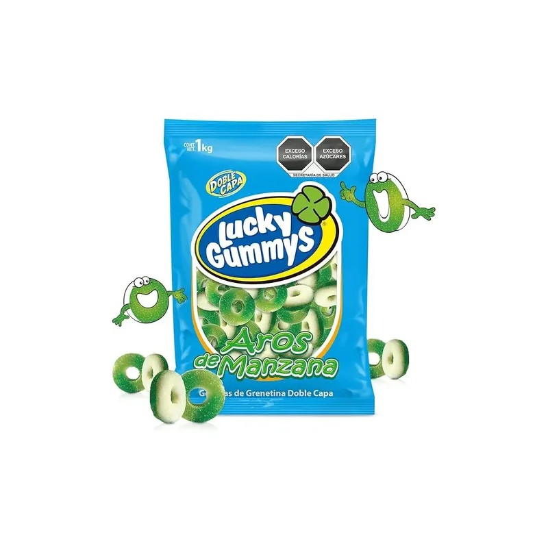 Gomitas Lucky Gummys Aros De Manzana 1 Kg Dulces