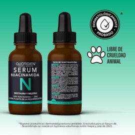 Quotidien Serum Niacinamida 10% + Zinc + Planta de la Resurrección Regula la Producción de Grasa Disminuye Poros e Imperfecciones Ideal Todo Tipo de Piel 88% Ingredientes Naturales - 30ml