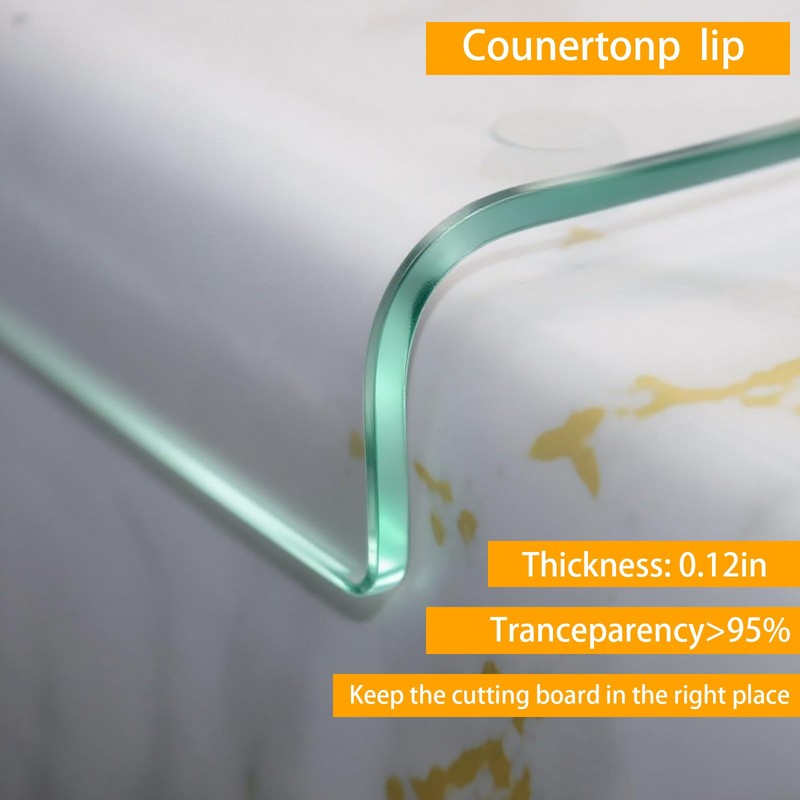 Tempered Glass Cutting Board with Lips, Clear Cutting Board, Easy