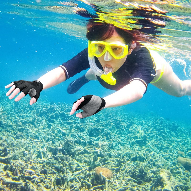 FitsT4 Sports Half Finger Padded Palm Gloves for Diving, Sailing,