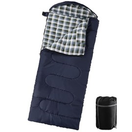 Lineslife 0 Degree Winter Flannel Sleeping Bag, Big Tall Thicken Cold Weather Hooded Sleeping Bag, Comfortable and Warm for Camping, Backpacking, Hiking, Navy Blue with 6lbs Filling