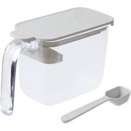 Marna R496W Condiment Pot with Spoon (3 Pieces, White) Condiment Container (Includes Seal, Moisture Proof), Salt and Sugar Container (Good Lock Container)