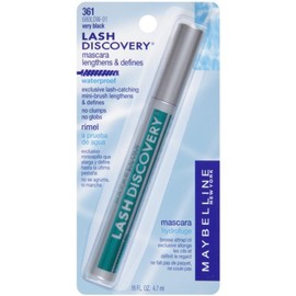 Maybelline Lash Discovery - Mascara lavable, muy negro, 0,16 onzas líquidas, Waterproof very black, 1 pieza