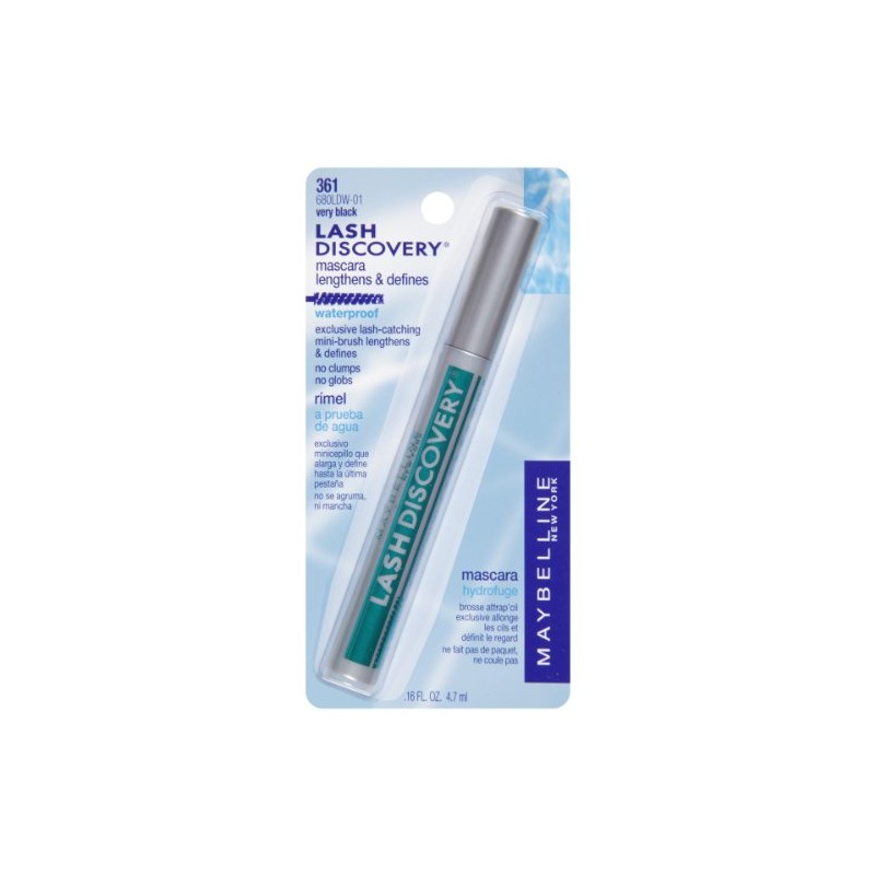 Maybelline Lash Discovery - Mascara lavable, muy negro, 0,16 onzas