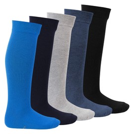 Footstar Children's knee socks (5 pairs), long socks for girls and boys - everyday - Jeans shades, size: 23-26