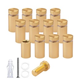 BESTANDOFF Pack of 12, Aluminum Standoff Screws, Wall Sign Standoff Mounting Hardware Advertising Glass Standoff Nail for Hanging Acrylic Picture Frame (12, Champagne, 1/2" x 3/4")