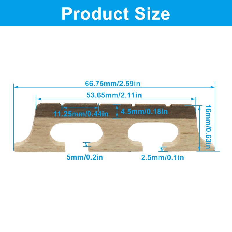 Hordion 4 String Banjo Bridge, Ebony Maple Banjolele Replacement Parts