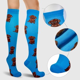 LEOSTEP Calcetines de compresión para mujeres y hombres, calcetines largos para enfermeras, deportes, embarazadas, senderismo, correr, Perro, S-M