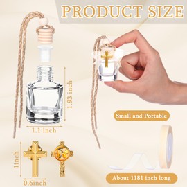 Afarnook 30 Set Holy Water Bottles Baptism Favors for Guest 8ml Mini Catholic Christian Holy Water Container with Cross Pin and Ribbon for Church Baptism Communion Christian Gift(Yellow,Cylindrical)