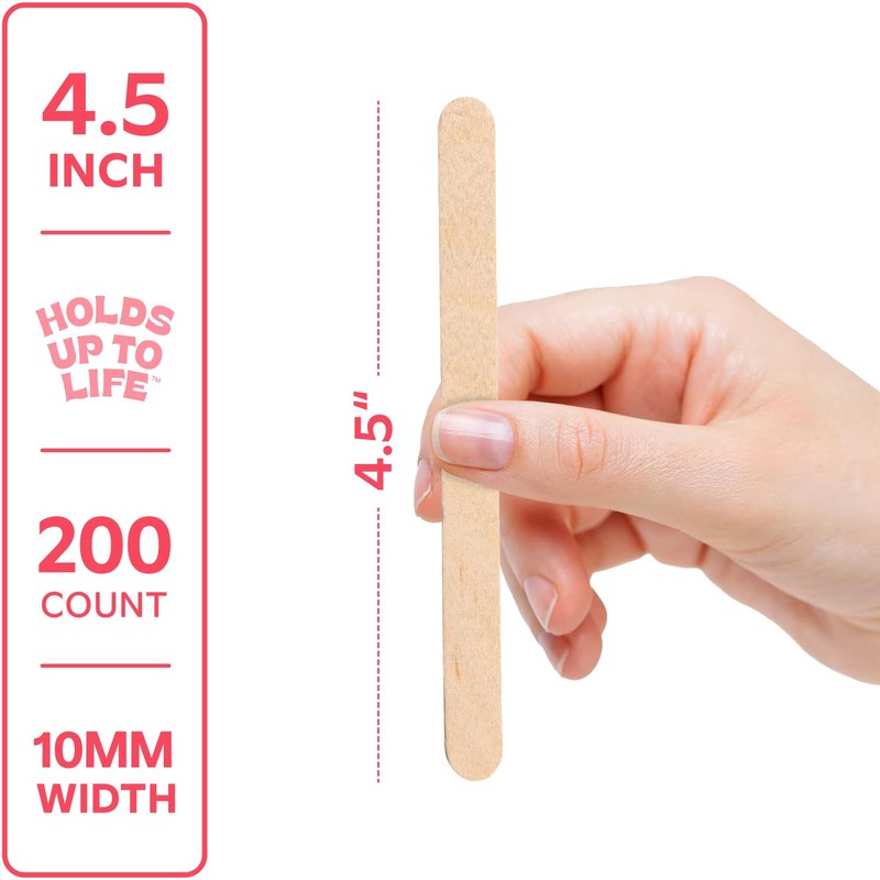GUSTO [200 Count] 4.5 Inch Wooden Multi-Purpose Popsicle Sticks for