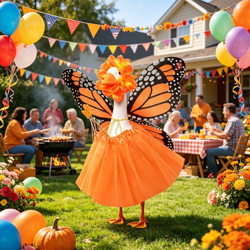 5 Pcs Butterfly Porch Goose Outfits for 17'' 23'' Lawn