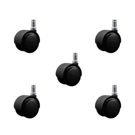 2 Inch Compression Brake Office Chair Wheels Set of 5 – Automatically Brakes When Weight is Applied – Soft Non-Marking Urethane Wheels – Grip Ring Stems – 375 lbs. Total Capacity– Service Caster Brand