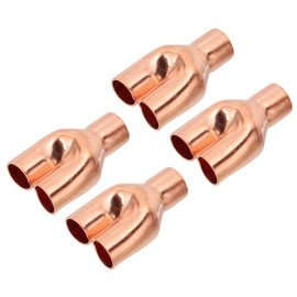 PATIKIL 5/8" x 5/8" x 5/8" ID Tee Y Type Copper Fitting, 4 Pcs Welding Joint Split Union Intersection for HVAC, Air Conditioning Refrigeration System