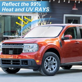 Sunshade for Maverick Windshield Sun Shade Custom-fit for 2020-2025 2026 Ford Maverick XLT, Limited, Platinum Accessories Foldable Window Shield Windshield Cover Sun Visor Protector Block UV