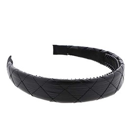 Motique Accessories Black Quilted Squares Headband Solid Hair band for Women and Girls