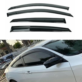 Window Visor Fit H0nda Civic Coupe 2-Door 2016 2017 2018 2019 2020, Rain Guard Side Window Vent Deflectors,Dark Smoke Tape-On Style 4PCS