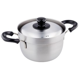 Wahei Freiz Tsubame Sanjo Spill-Resistant Double-Handled Pot, 18 cm, with Lid, Stainless Steel, Compatible with IH and Gas, Tsubame (Enzo) EM-008