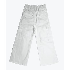 KIDSCOOL SPACE Toddler & Big Child Wide-Leg Cargo Jeans, 18M-14T Ribbed Waist Denim Pants,White,5-6 Years