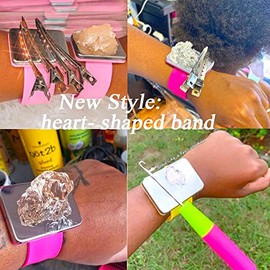 Braider Band and Comb, Magnetic Silicone Wristband for Braiders with Parting Comb, Professional Braiding Tools (Purple)