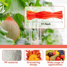 MAQIHAN 40pcs Watermelon Nets - Melon Nets Melon Hammock Heavy Duty Watermelon Net for Garden Reusable Cantaloupes Mesh Bags Hammock for Trellis Cradle(17.7inch,Red)