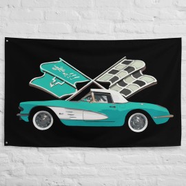 Racing Roots vette C1 Classic Car Gift Garage Office Man Cave Banner Flag 34.5" x 56"