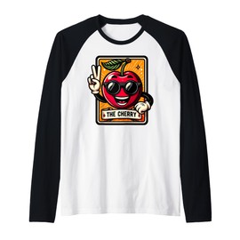 Cherry With Sunglasses, Fruit Lover Tarot Card Raglan Baseball Tee