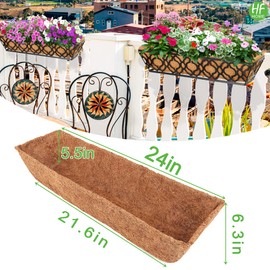 HFHOME 4Pcs 24" Trough Coco Fiber Replacement Liner, Natural 24 in Window Deck Coco Replacement Liner for Window Box