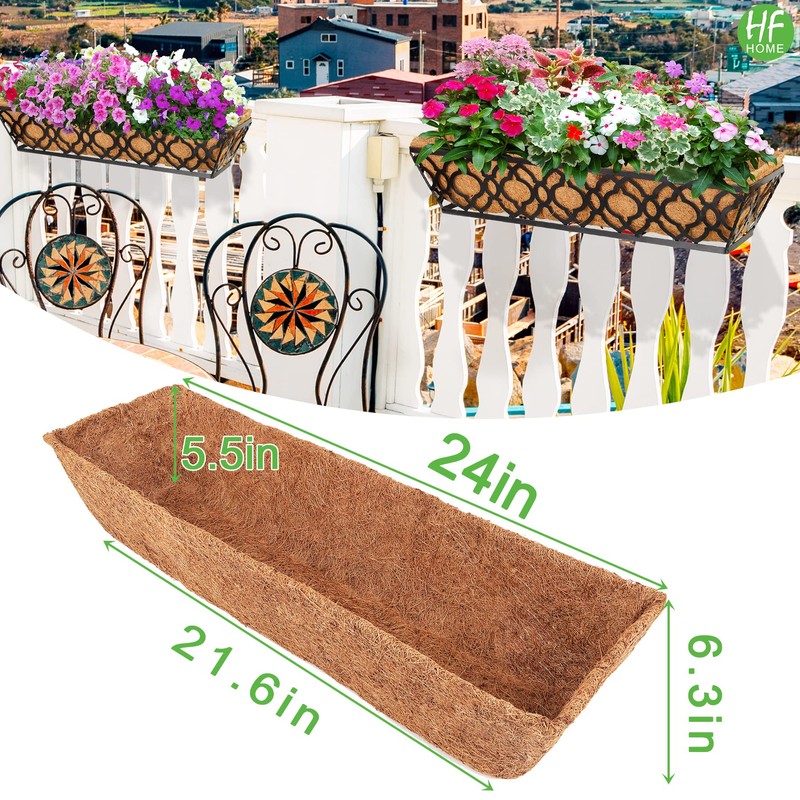 HFHOME 4Pcs 24" Trough Coco Fiber Replacement Liner, Natural 24