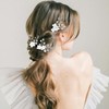 8Pcs Silver Bridal Wedding Hair Pins, White Flower Leaf Hair