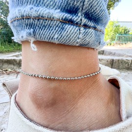 Made by Nami Stainless Steel Women's Anklet with Strong Lobster Clasp - Various Designs - Women's Anklet Gold or Silver - Girls Foot Jewellery - Gift for Her (Gold), Stainless Steel