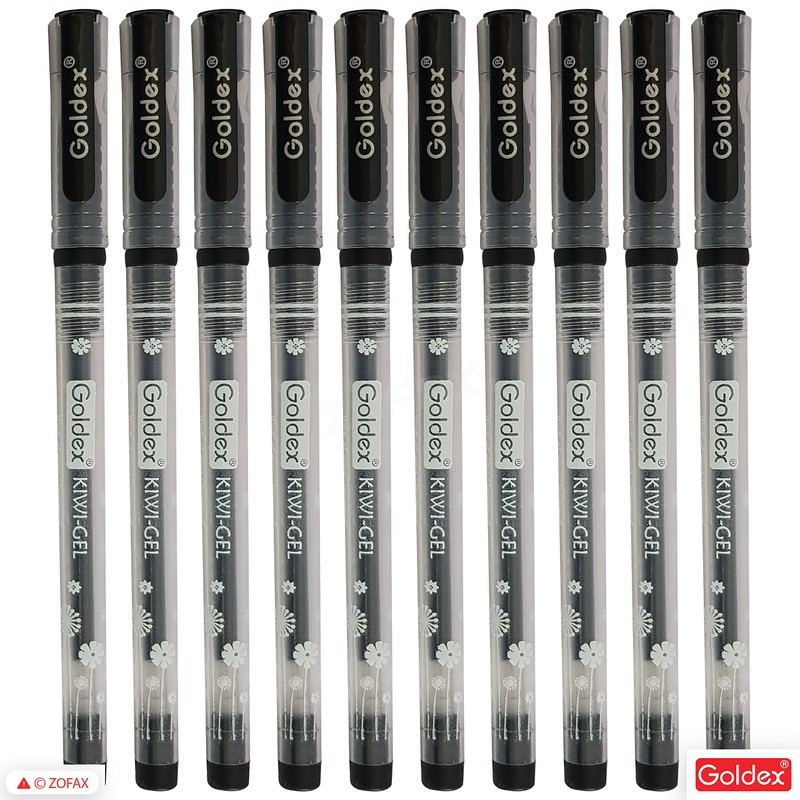 GOLDEX Kiwi BLACK 10 x 0.7mm Tip Soft Gel Pens