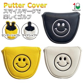 Golf Headcover Club Cover Driver 440cc 460cc Wood Utility UT Cover Putter Cover Waterproof Stylish Smile Pattern (Black Center Shaft)