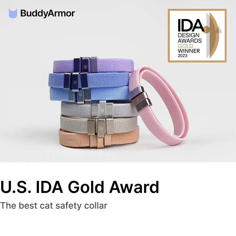 BuddyArmor Safety Cat Collar - U.S. IDA Gold Awarding Design,