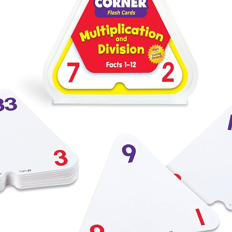 Trend Enterprises: Three-Corner Multiplication and Division Flash Cards, Interactive Self-Checking