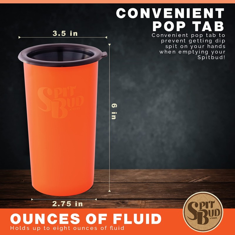 Spit Bud Original Hunter Orange Spittoon For Chewing - Portable