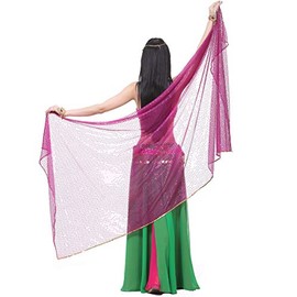 210x95cm 12 Color Highlights Shinning Spot Hand Scarf Belly Dance Sequined Scarf Belly Dance Yarn (Rose)