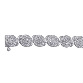 Unique Design Valentine Gift 1.00 CTW Diamond Silver Overlay Bracelet for Women