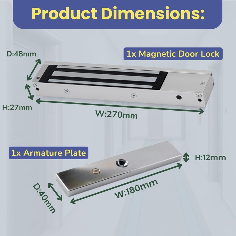 SecureMyDoor Magnetic Door Lock - Fail Safe 272KG Holding Force