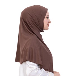 Prien Ready Hijab For Women, One Piece Muslim Instant Turban, Easy To Wear Long Head Scarf, Turkish Islamic Clothes For Abaya (Brown)