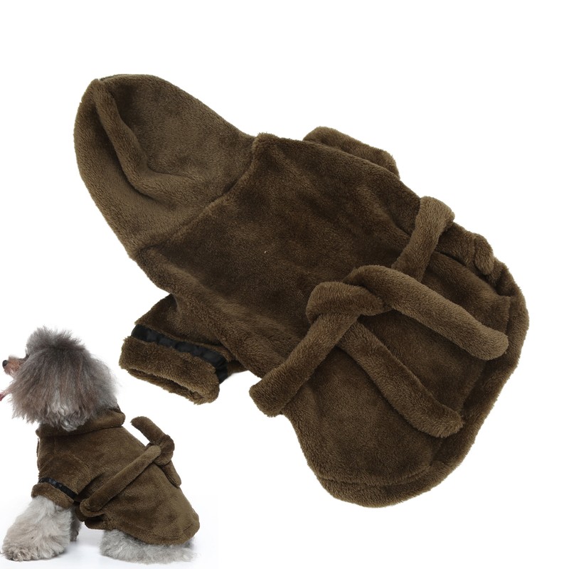 Pet Bathrobe Warm Flannel Quick Drying Dog Hooded Bath Towel