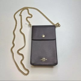 Coach Deep Purple Mini Crossbody Bag w/ Gold Chain Strap, Card Holder, NWT!