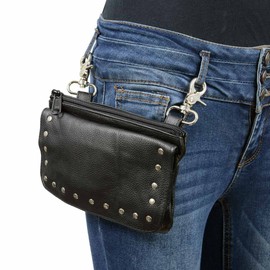 Milwaukee Leather MP8855 Women's Black Leather 'Studded' Hip Belt Bag - One Size