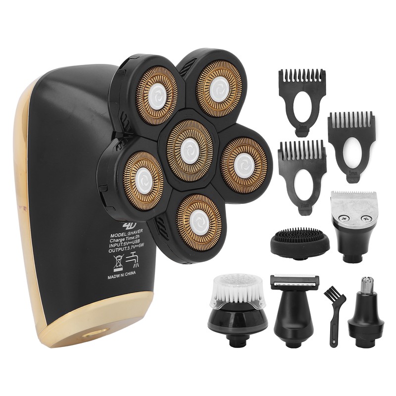 Electric Beard Shavers 6‑in‑1 Multifunctional Waterproof USB Rechargeable Electric Razors